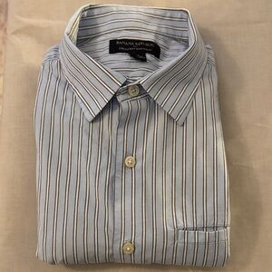 Banana Republic Blue and White Striped Casual Shirt